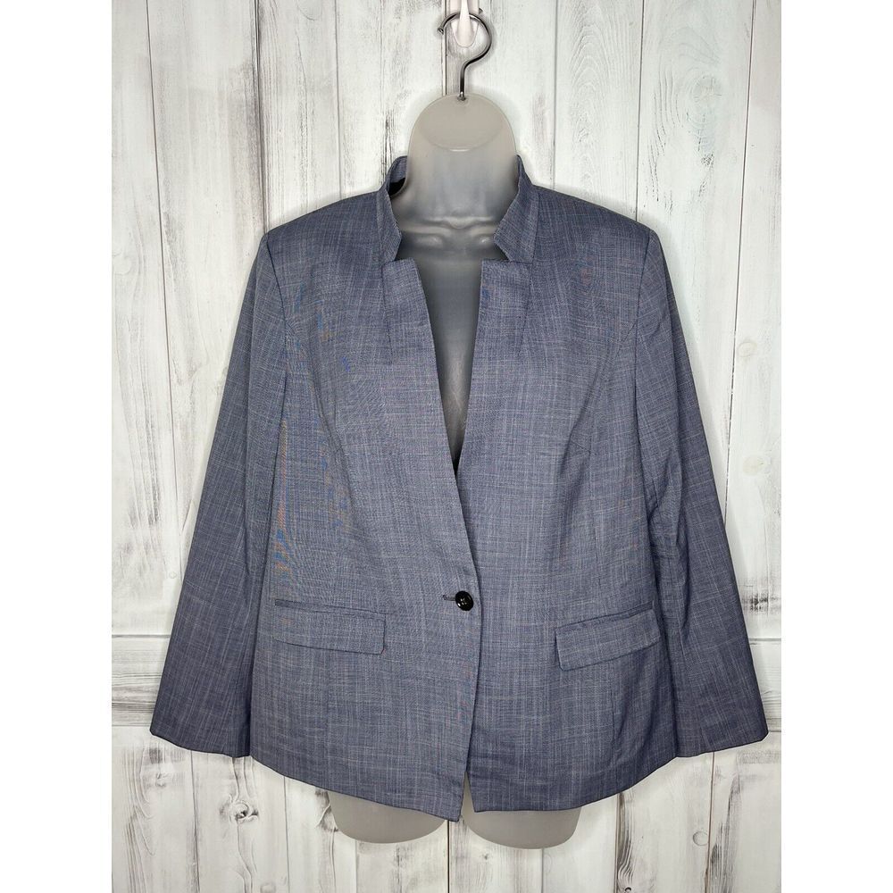 WOMENS BANANA REPUBLIC‎ BLUE ONE BUTTON REVERSE COLLAR CAREER BLAZER JACKET  12